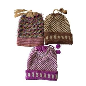 3 Pieces Kids Boys Girls Knit Long Cuff Ski Beanie Cap Hats‎